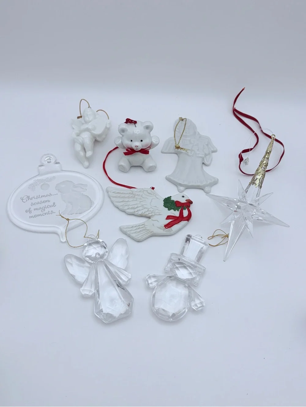 Vintage Assorted Ceramic and Acrylic Christmas Ornaments (See below for details)